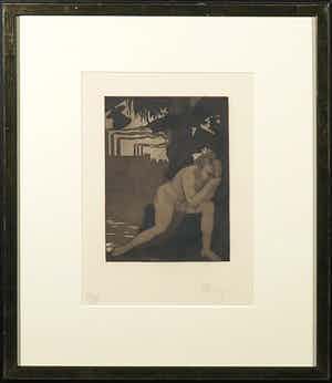 Maurice de Becque - Ets, Spleen, uit Les Fleurs du Mal - Ingelijst verkocht voor € 50!