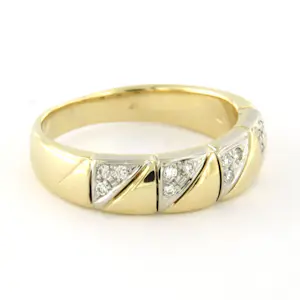 14k bicolour gouden ring met briljant geslepen diamant tot. 0.10ct – F/G - VS/SI kopen? Bied vanaf 475!