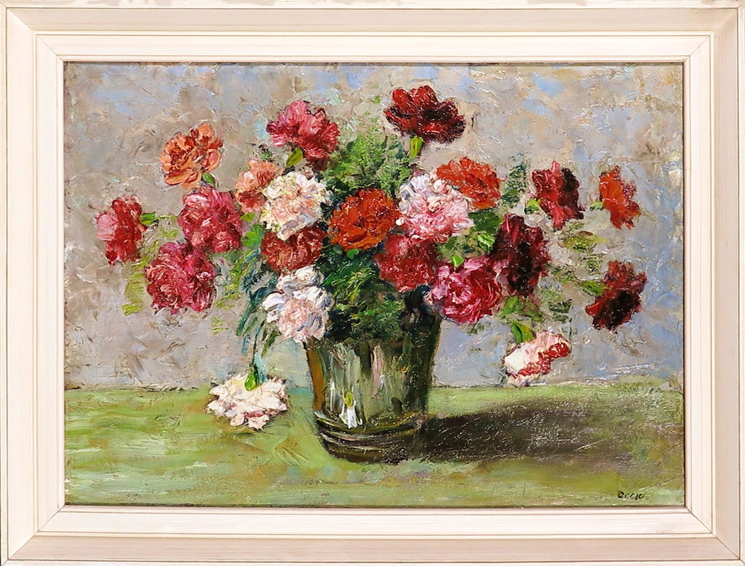 Jacobus Doeser - Olieverf op doek, Bloemstilleven - Ingelijst verkocht voor € 150!