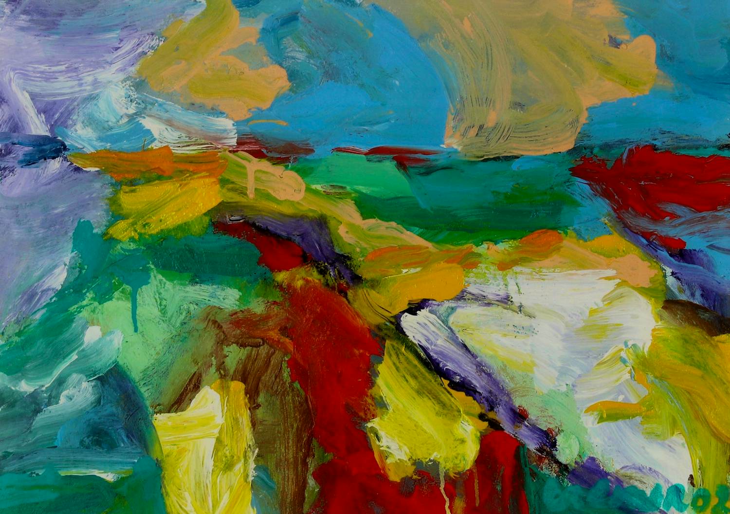 Jan Cremer - Ingelijste olieverf op papier: abstracte compositie - 2002(nette lijst!) kopen? Bied vanaf 2250!