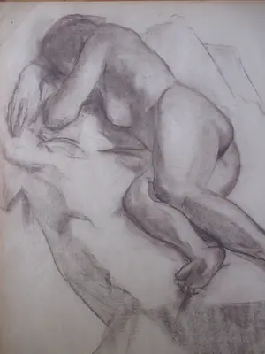 Niet of onleesbaar gesigneerd - Liggend Naakt - Tekening/houtskool kopen? Bied vanaf 1!