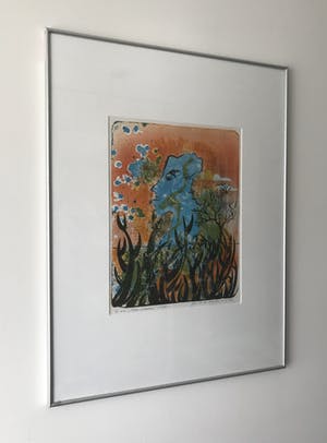 Jan van der Meulen - Lithografie, Blue sculpture - Ingelijst kopen? Bied vanaf 45!