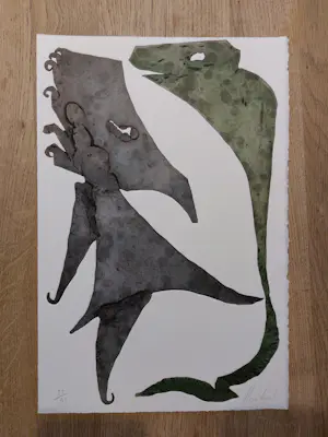 Reinhoud D'Haese - kleurenets, Titel: Rouw, CoBrA, oplage 40 stuks, ingelijst kopen? Bied vanaf 160!