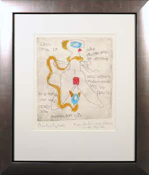 Anton Heyboer - Kleurenets, Ohne Frustration von Verstand - Ingelijst verkocht voor € 100!