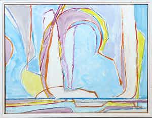 Paul Overhaus - Olieverf op doek, IJsselmeer II - Ingelijst verkocht voor € 60!