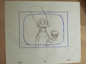Matt Groening - originele productietekening The Simpsons, ingelijst + Certificaat kopen? Bied vanaf 80!