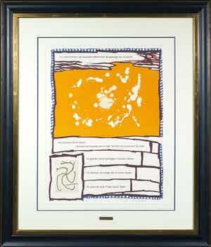 Pierre Alechinsky - en Salah Stétié - Litho en aquatint, Dans ton oeil - Ingelijst (Groot) verkocht voor € 1!