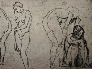 Cephas Stauthamer - naast monumentaal beeldhouwer ook schilder - Ets - "studie van Vrouwen" kopen? Bied vanaf 30!