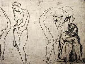 Cephas Stauthamer - naast monumentaal beeldhouwer ook schilder - Ets - "studie van Vrouwen" verkocht voor € 30!