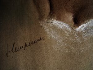 Niet of onleesbaar gesigneerd - Leuke, gesigneerde, originele jaren 50 Pastel "Pin Up" kopen? Bied vanaf 10!