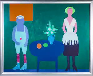 Jan Roëde - Litho op papier, Twee figuren bij een tafel - Ingelijst verkauft für € 135!