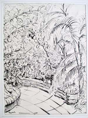 Wim Motz - Pentekening Tuin verkocht voor € 50!