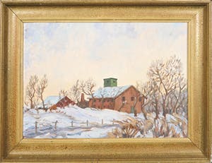 Jan Dekker - Olieverf op hardboard, Boerderij, Ingelijst kopen? Bied vanaf 1!