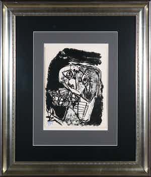 Karel Appel - Expressieve litho uit Rhapsodie de ma nuit - Ingelijst verkocht voor € 1!