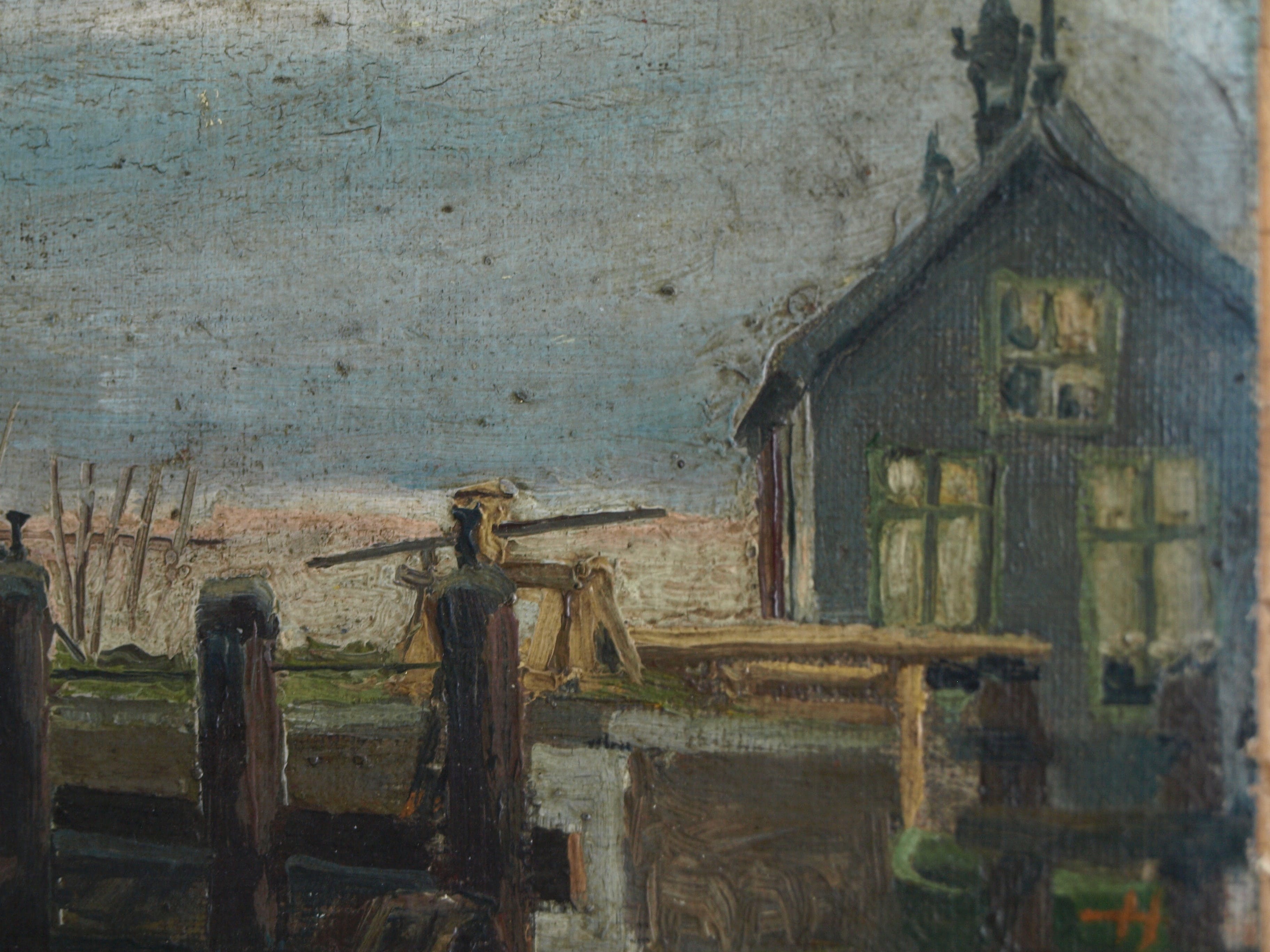 George Wildschut - Olieverf op doek op paneel (Marouflé) – Huisje aan de sluis – ingelijst –ca 1935 kopen? Bied vanaf 75!