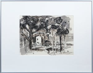 Piet Snoeren - Aquarel met inkt, Huisje in het bod kopen? Bied vanaf 1!