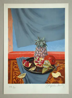 Roger Chapelain-Midy - Stilleven met ananassen en granaatappels - Originele lithografie - 1961 - Handtekening kopen? Bied vanaf 150!