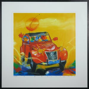 Ad Verstijnen - Zeefdruk, Citroën CV - Ingelijst kopen? Bied vanaf 50!