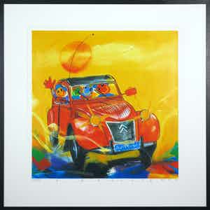 Ad Verstijnen - Zeefdruk, Citroën CV - Ingelijst verkocht voor € 50!