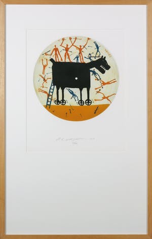 Raymond Waydelich - Kleurenets, Cheval de Troya noir - Ingelijst kopen? Bied vanaf 50!