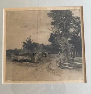 Philip Zilcken - Ets naar Anton Mauve; boerderij in landschap 1900 kopen? Bied vanaf 33!