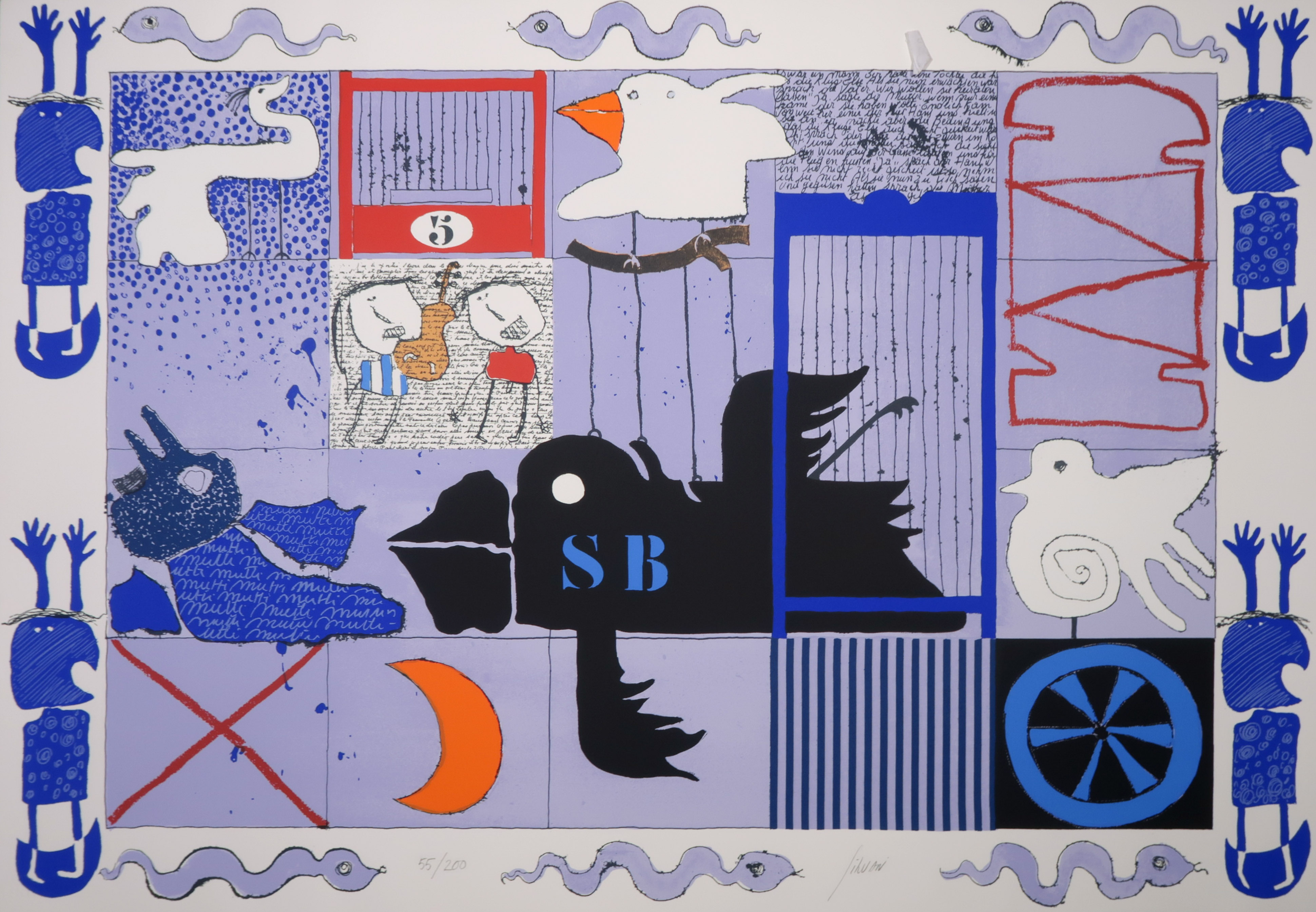 Christian Silvain - Zeefdruk, L'oiseau noir kopen? Bied vanaf 50!