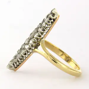 14k geel goud met zilver ring bezet met roos diamanten tot. 0.30ct – G/H – SI kopen? Bied vanaf 510!