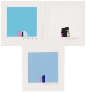 Bodo Schramm - Drie handgesigneerde zeefdrukken: Abstracte Composities I, II, III kopen? Bied vanaf 24!