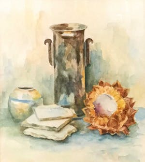 Niet of onleesbaar gesigneerd - C3684B3 - Stilleven met vaas en tegels kopen? Bied vanaf 1!