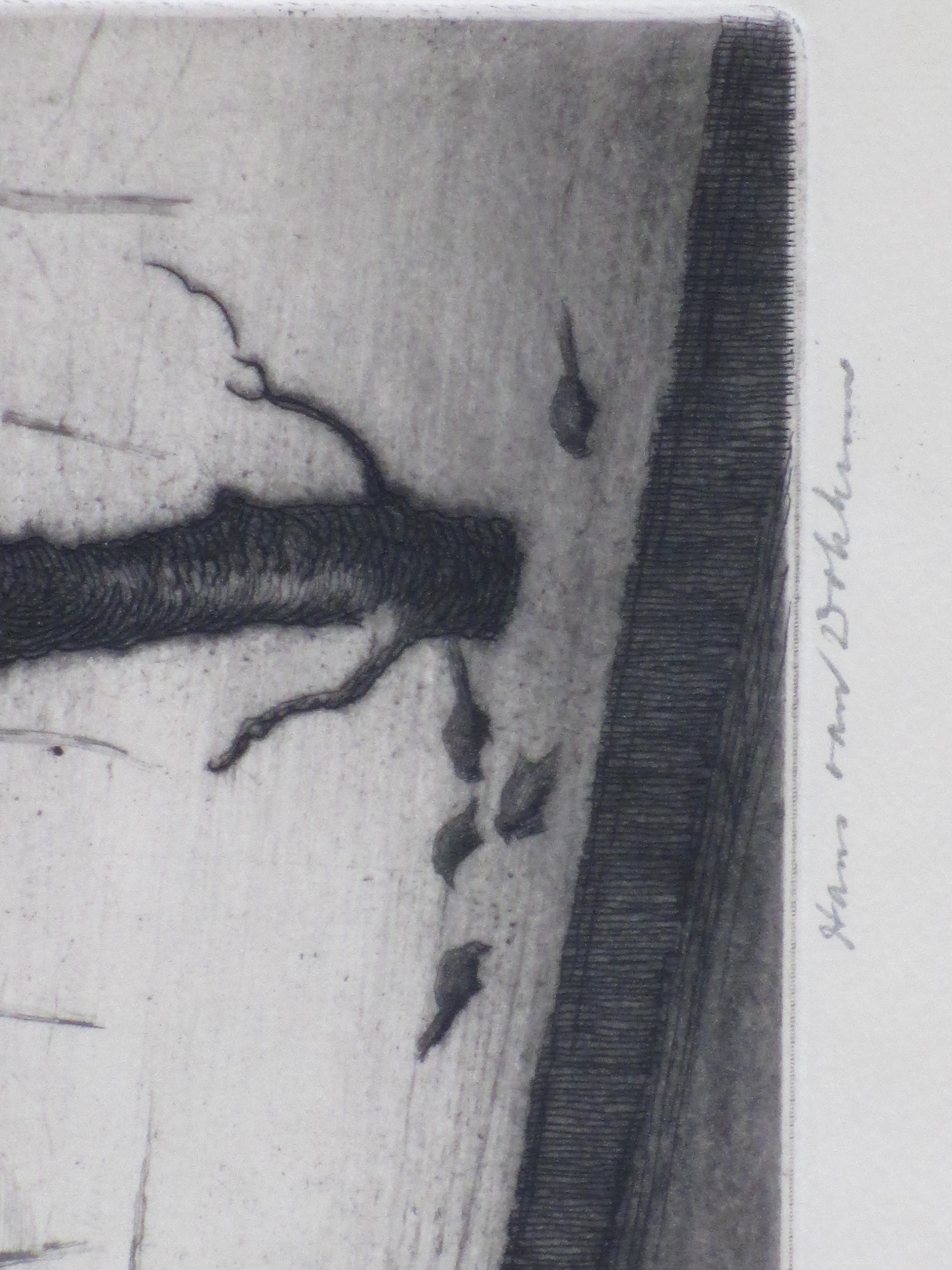 Hans van Dokkum - Burchthuis in de sneeuw -Ets kopen? Bied vanaf 35!