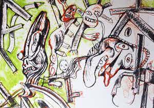 Lucebert - kleurenlitho 12/40 - gesigneerd - 1982 verkocht voor € 1!