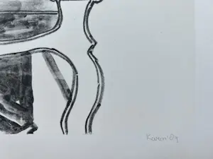 Karin Elfrink - handgesigneerde litho | 'De drukpers' | 1984 kopen? Bied vanaf 40!