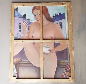 Denny Jacobs - acryl op doek, naakte tweeling - gesigneerd en '10 kopen? Bied vanaf 99!