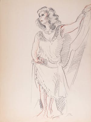 Jan Sluijters (jr.) - Potloodtekening, Vrouw in jurk kopen? Bied vanaf 1!