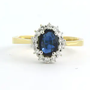 18k bicolour gouden ring met saffier en briljant geslepen diamant - rm 17.5 kopen? Bied vanaf 460!