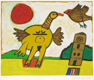 Corneille - Zeefdruk, Carnaval des oiseaux verkocht voor € 130!