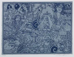 Henk Schiffmacher - Zeefdruk op papier, Homeward (zilver) - Ingelijst kopen? Bied vanaf 100!