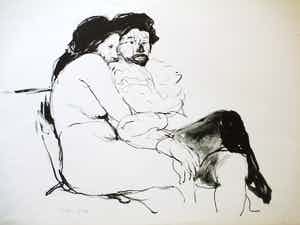 Aat Veldhoen - De Clown en het Naakt - Rotaprint verkocht voor € 50!