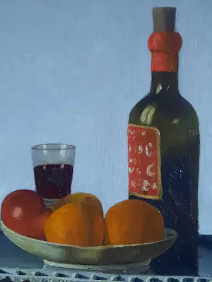 Coen van Oven - Stilleven met wijn en fruit kopen? Bied vanaf 175!