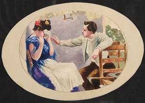 Niet of onleesbaar gesigneerd - Gouache, aquarel en collage, Lot van vier ontwerptekeningen kopen? Bied vanaf 1!