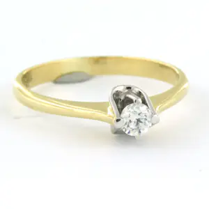 18k bicolour gouden solitair ring met briljant geslepen diamant tot. 0.22ct kopen? Bied vanaf 500!