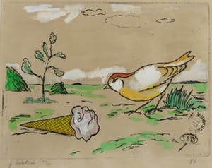 Pieter Holstein - Ets (handgekleurd), IJsvogel - Ingelijst kopen? Bied vanaf 80!