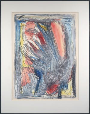 Jos Caelen - Gemengde techniek op papier, Abstracte compositie - Ingelijst kopen? Bied vanaf 50!