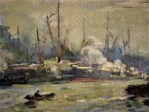 Hendrik Schaap - Delfts impressionist - 1908 - Gouache - "Bedrijvigheid in Haven" - gesigneerd kopen? Bied vanaf 10!