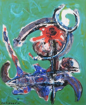 Jan te Wierik - Acryl op papier, Zonder titel - Ingelijst kopen? Bied vanaf 600!