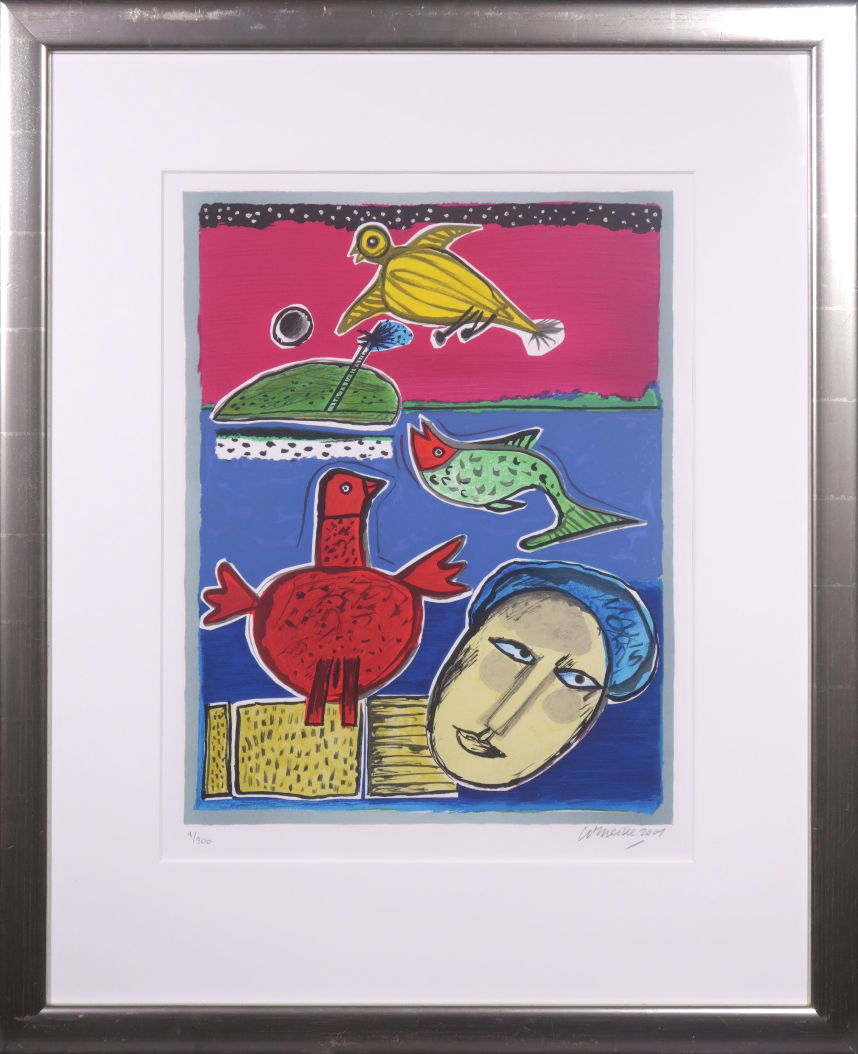 Corneille - Set: Gemengde technieken (origineel) met bijbehorende kleurenlitho - Ingelijst kopen? Bied vanaf 2500!