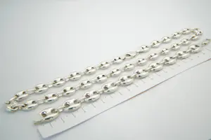 92 - Complementaire 1e geh. zilveren SET collier + armband - koffieboon schakel kopen? Bied vanaf 120!