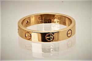 2015 - originele CARTIER 18kt rosé-goud "love collection" screw ring mt diamant verkocht voor € 430!