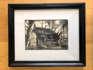 Antoon Kruysen - Boerderij - Krijttekening, Ingelijst kopen? Bied vanaf 60!