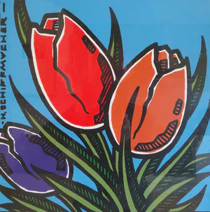 Henk Schiffmacher - Tulpen - zeefdruk, ingelijst kopen? Bied vanaf 75!